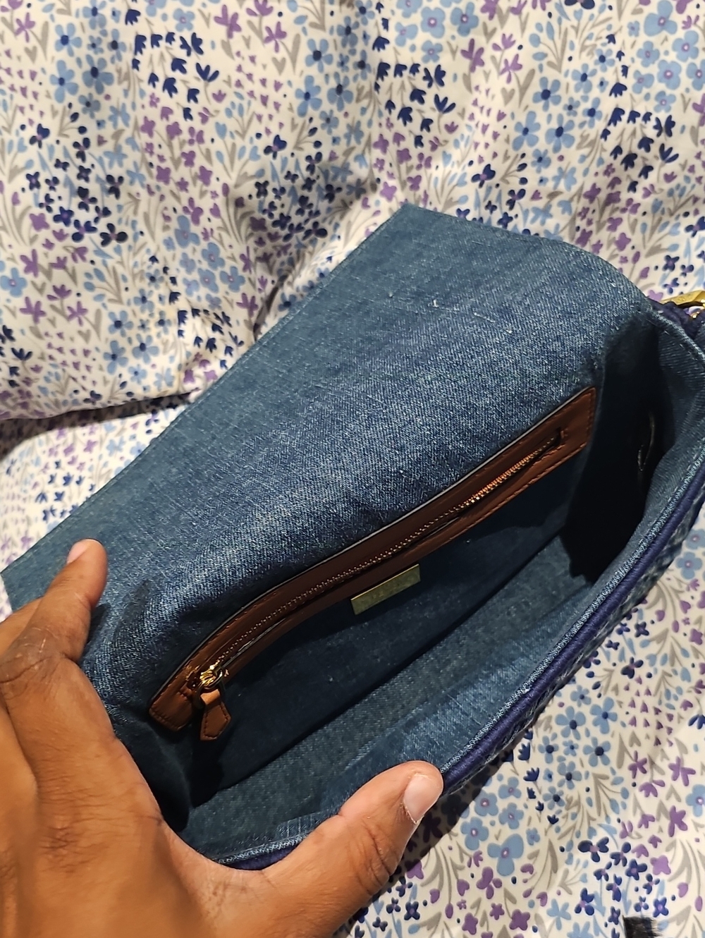 Fendi Denim Blue FF Jacquard Shoulder Bag with Gold Hardware - Picture 6 of 6